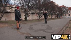 Czech cutie gets plowed in a gangbang while her hubby watches