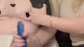 Giving my sissy cuck wife a "handjob"