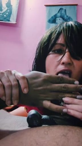 She opened her mouth to get my cum and eat