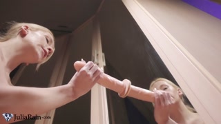 Babe Bubble Ass Sloppy Deepthroat Sex Toy at the Mirror