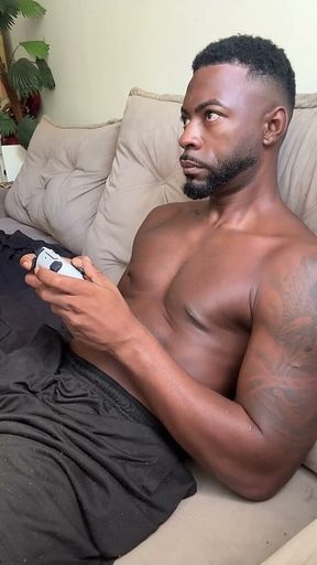 Playing Video Game Horny 10 Inches Black Guy