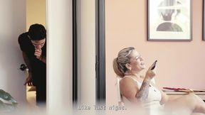 stepmother is caught cheating and pays for his silence with sex