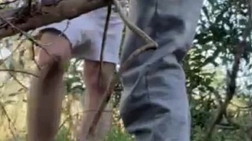 Hot amateur boy sucks and rims in the woods