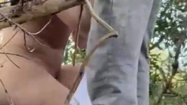 I was filming myself jerking off in the woods when a cute boy came and sucked me (and rimmed too)