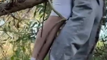 I was filming myself jerking off in the woods when a cute boy came and sucked me (and rimmed too)