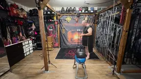 Part 1: Kitty is chained up in the BDSM dungeon while Lanista Bear tests a