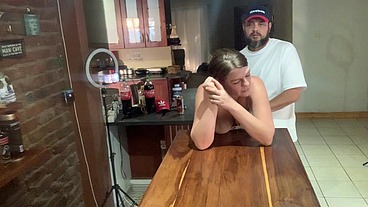 Perfect tits bar lady pussy eating fucked on the bar
