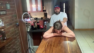 Perfect tits bar lady pussy eating fucked on the bar