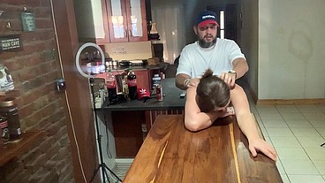 Perfect tits bar lady pussy eating fucked on the bar