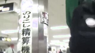 Beautiful Japanese women taking a piss in the bathroom