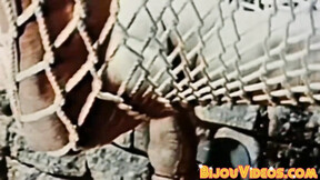 Vintage guys flexing after blowjobs before cumming hard