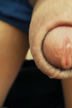 Close up Precum and Cum From Big Uncut Cock in a Cruising Area