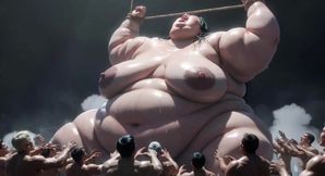 Giant SSBBW Tied up - Tiny Men Exploring Deep Inside Her Wet Cunt