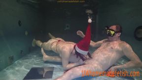 Merry Christmas - Brunette fetish underwater hardcore