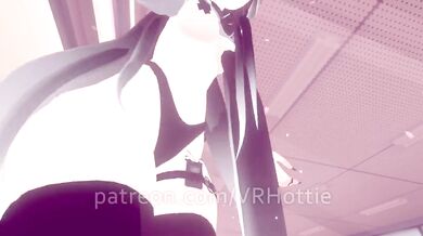 Cat girl moans loud with hidden vibrator in class VRChat tease
