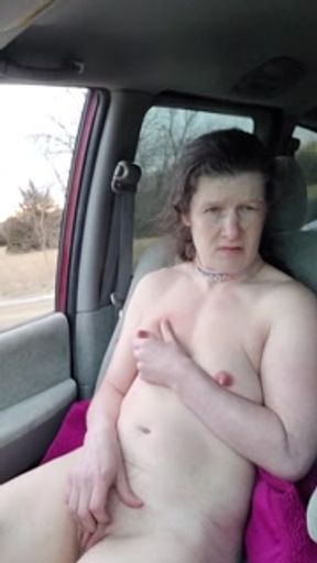 Masturbating with window down car ride
