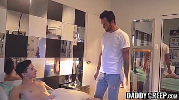 Inked stepdad has cock sucking 69 before pounding twink raw