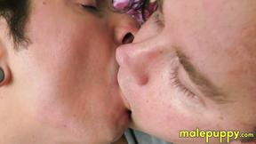 ”Johnny Mercy & Leo Blue indulge is sensual tongue kissing”