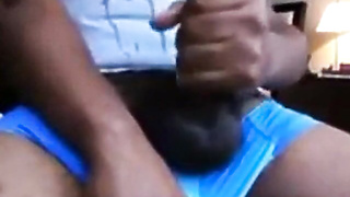Draped Black Guy Wanks His Good-sized Pipe