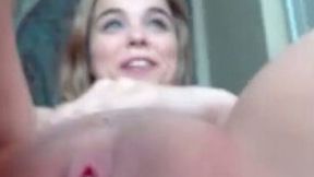 Nice webcam closeup show of charming blue eyed babe teasing her cunt