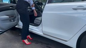 Car cleaning in my high heels