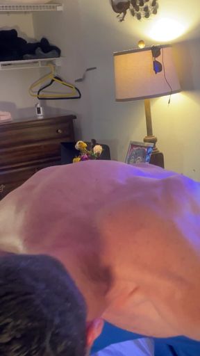 See My Grown Man Chest and Biceps Flex as I Jerk, Grunting as I Bust From Edging for a Few Hours