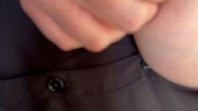 Dirty Tina's big tits and black thong get her creampied at work