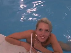 Skinny blonde teen sucking cock fucks hardcore