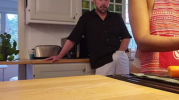 Fucking wifey from behind in the kitchen