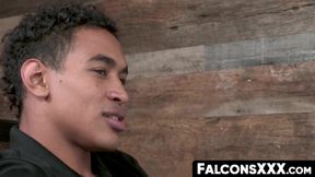 FalconsXXX.com - Cute blond gay takes a raw anal fucking from his athletic black cowo