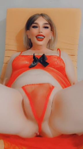 Ancelina Blonde Make Up Sissy Red Lingerie