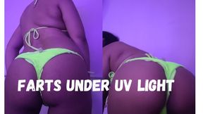 FARTS UNDER UV LIGHT, FLUORESCENT SWIMSUIT FART