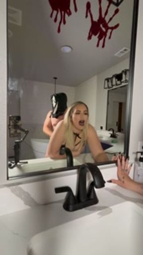 POV Ghost Face Cum Face - Cum Princess sucks and fucks in bathroom