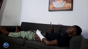 The broken arm patient get his balls dry by big ass sexy nurse