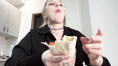 EXTREMELY MESSY FOOD STUFFING WEIGHT GAINING BELLY BURSTING