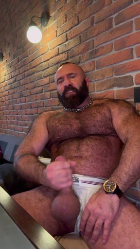 Muscle Gay Bear Winter Wank - Cock Ring Stroking & Big Balls Cumshot