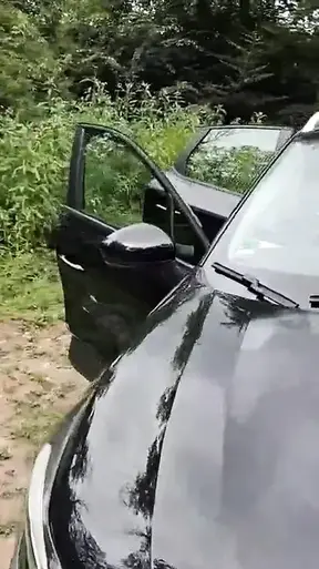 Curvy Angy takes a good pounding in the parking lot.