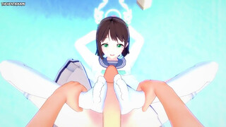 POINT OF VIEW Anime porn Feet wank from Airi Kurumura from Blue Archive