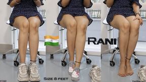 Indian Goddess Rani takes off socks and shoes after a long walk