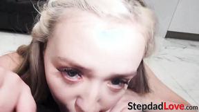 ”Petite teen with an amazing big ass Eva Nyx bends over to be screwed by her stepd”