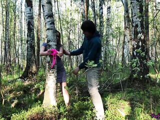 Wife Suck and Hard Doggy Sex Outdoor in the Wood - Slavery Sex