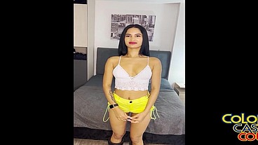 Sexy Brunette Latina Babe First Porn Creampie Casting