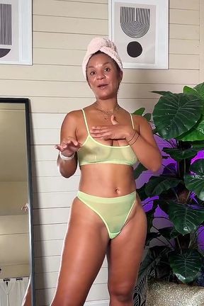 Transparent Lingerie Try on for Black MILF