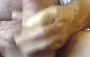 Dad knocks out a big load of spunk