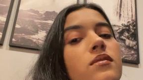 Smoking white cigarette with glossy lipstick (live from IG)