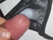 eats own cum from black strings