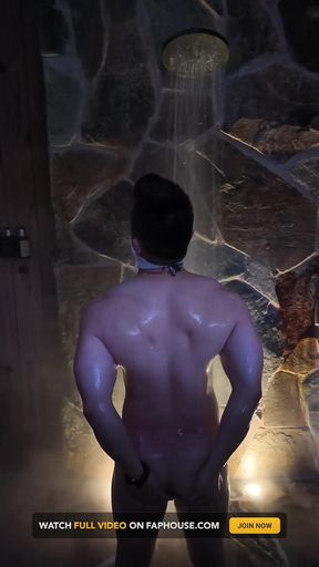 Naked Asian Muscle Hunk Dawn Outdoor Shower Flex - Thick Biceps, 6-pack Abs, V-taper Back &amp; Big Cumshot