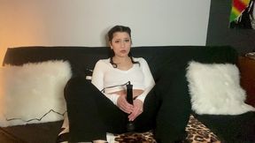 cute brunette braids fully clothed vibrator orgasm