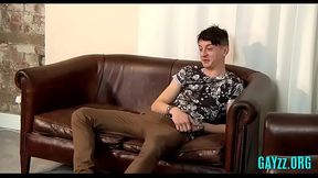 Hot faggot jerks off hard