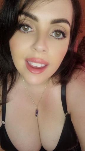 Leather dress JOI tease, dildo sucking and fucking